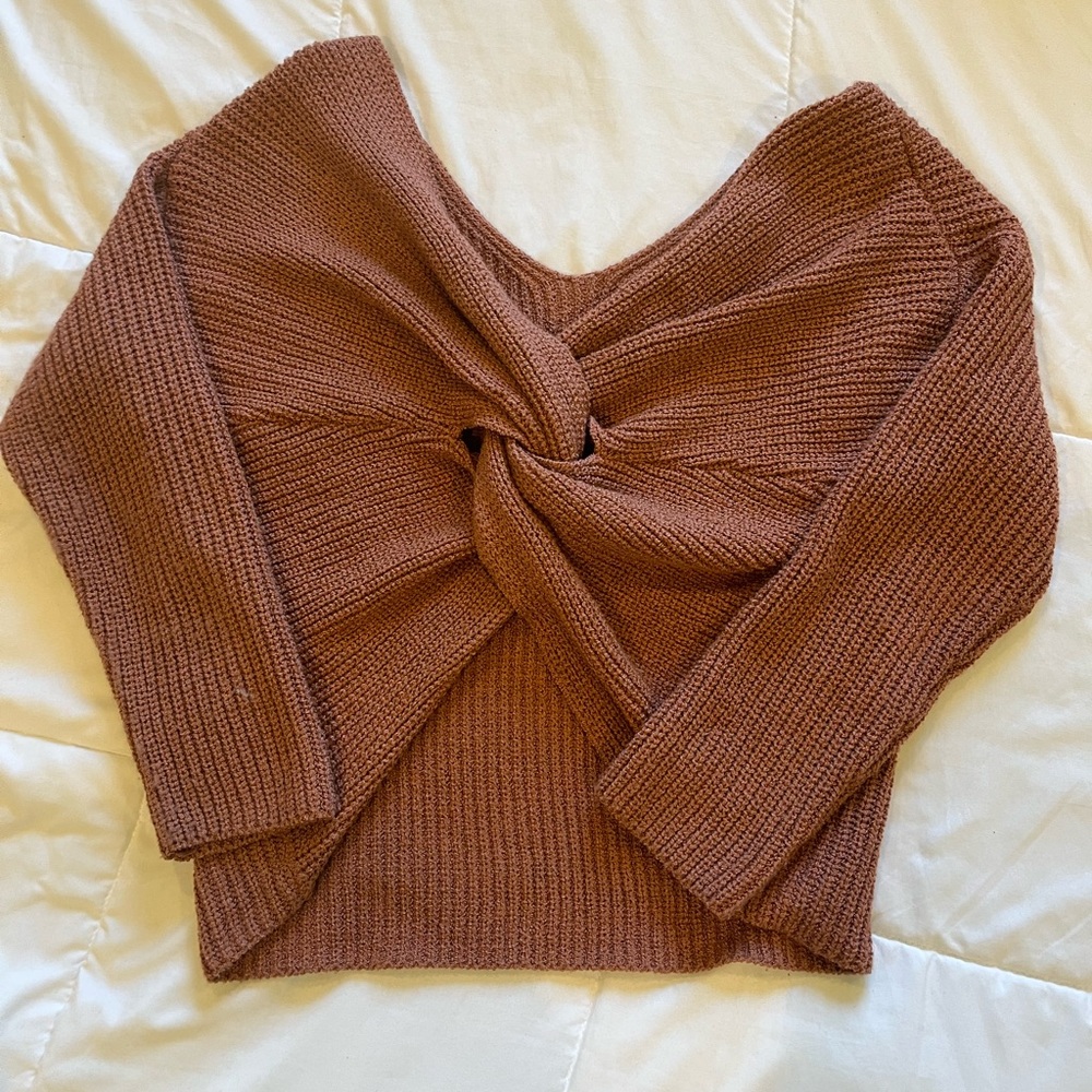 Burnt Orange open back sweater: L